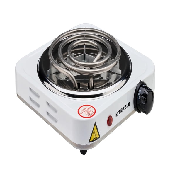 Emerald Hot Plate Electric Stove Top Burner, Single-Coil Burner Electric Cooktop, White