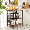 thumbnail image 4 of Patiojoy Kitchen Baker's Rack 3-Tier Microwave Cart with Wheels&10 Hooks Rustic Vintage, 4 of 7