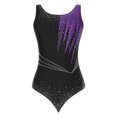 thumbnail image 3 of RUNQHUI Ladies Rhinestones Rhythmic Gymnastics Leotard Sleeveless Ballet Bodysuit Figure Skating Purple XL, 3 of 7