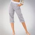 thumbnail image 1 of DPTALR Women's Elastic Waist Summer Solid Casual WithPockets Outing Pants Capris, 1 of 6
