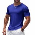 thumbnail image 4 of Viluyesy Tee T-Shirt à Manches Courtes pour Hommes Été Gym Séchage Rapide Col Rond Coupe Ajustée Muscle Élastique Manches Courtes Bleu 4TG, 4 of 9