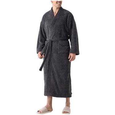 Mens Robe Terry Cloth Kimono Bathrobe Soft Shower Towel Bath Robes Long Housecoat for Spa Hotel Hot Tub