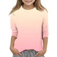 thumbnail image 1 of WEIYLL T-Shirts pour Filles à Imprimé Dégradé, Col Rond Polyvalent, Manches 3/4, Hauts Décontractés pour Enfant de 9-10 Ans, 1 of 4