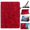thumbnail image 3 of FJLBDE Étui pour Amazon Kindle Fire 7 (12e Gén., Version 2022), Portefeuille Folio à Rabat en Cuir PU à Motif de Fleurs Embossé avec Support, Rouge, 3 of 7