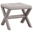 thumbnail image 1 of Best Master Fabric Upholstered Square Accent Bench in Neutral Gray/Nail Heads, 1 of 3