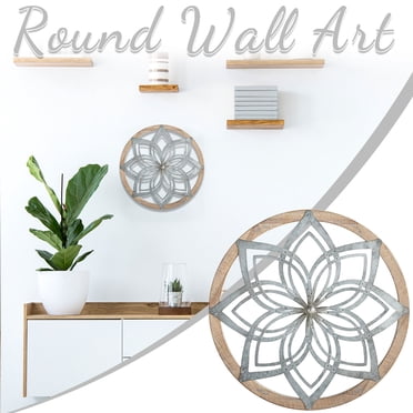 Weloille Farmhouse Wall Decor Rustic Wood Round Wall Art Farmhouse Hanging Decoration for Living Room Bedroom Home Indoor Outdoor Office Apartment Wall Decor