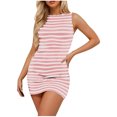 thumbnail image 1 of Summer Mini Dress,Ladies Summer Comfortable Sleeveless Round Neck Striped Mini Slim Dress, 1 of 6