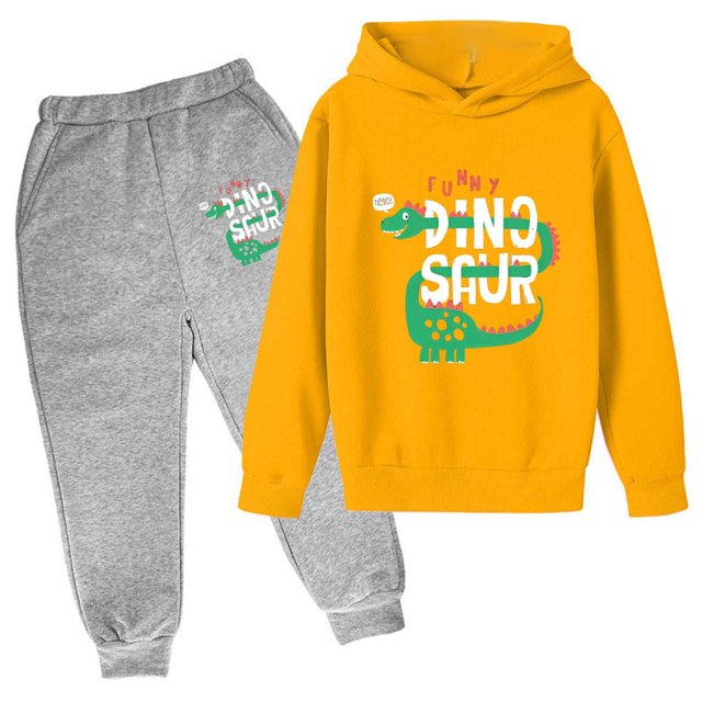 WEIYLL Ensembles de Tenues pour Garçons Chandail d'Hiver à Capuche Imprimé Manches Longues Costumes Blancs 9-10 Ans
