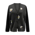 thumbnail image 3 of 2025 Cardigan pour Femmes Chandail Classique Hell Bunny Cardigan Grande Taille Col Ras du Cou Col à Boutons Cardigan d'Automne Tricot devant Ouvert, 3 of 4