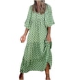 thumbnail image 1 of RKSTN Robes pour Femme Robe à Imprimé Floral à Manches Bouffantes Grande Taille Robe à Manches Courtes à Col en V Fluide Robe Maxi de Soirée, 1 of 7