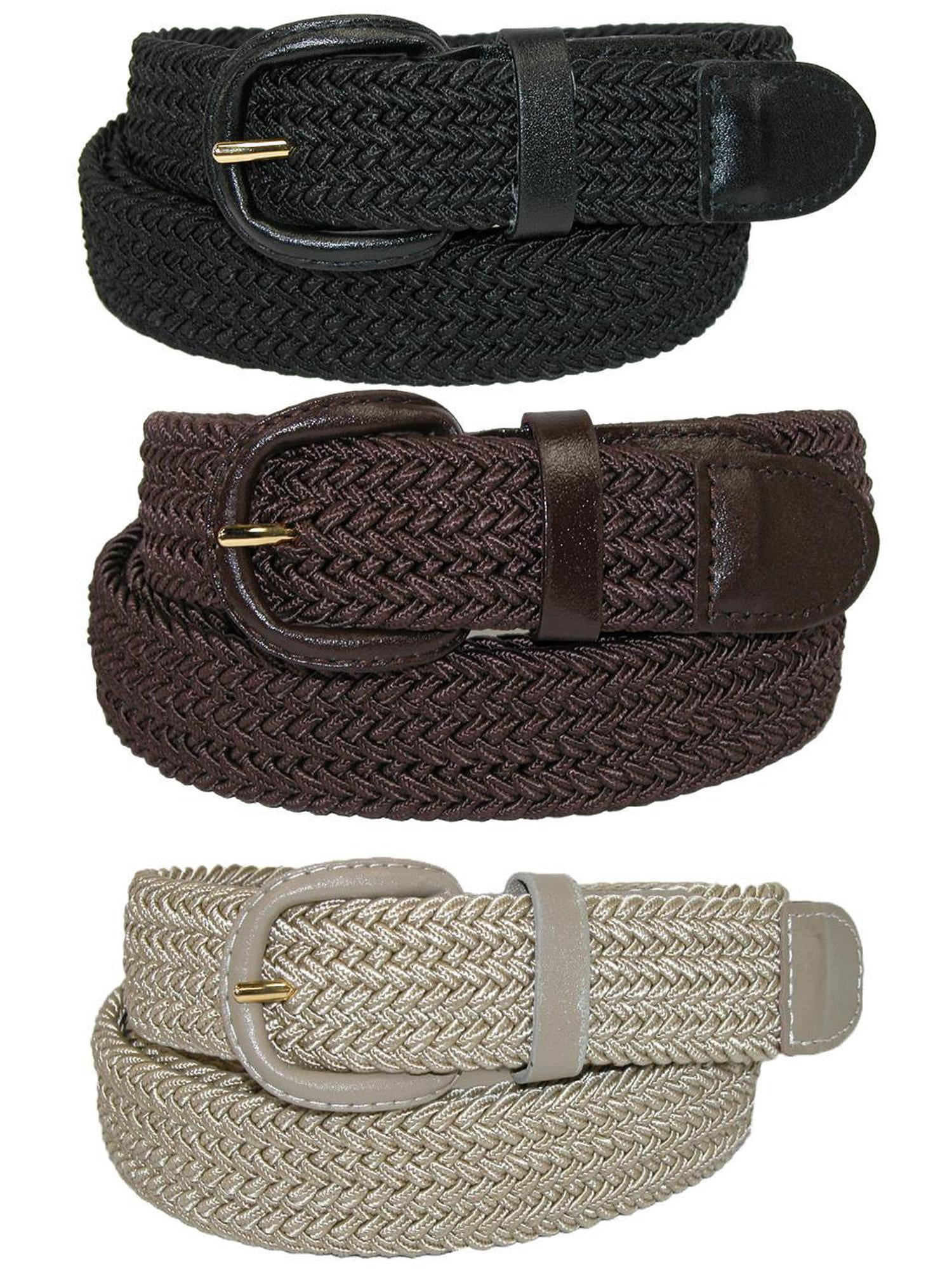 CTM® Ceinture Tressée Élastique Extensible (Lot de 3 Couleurs) (pour Hommes)