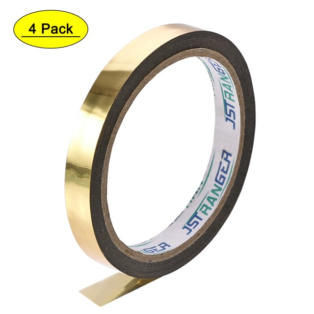 Unique Bargains 1/2 inch Width 30 yard Floral Adhesive Tape Gold Tone 4 Pack