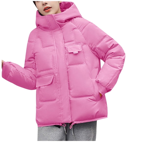 Tyidzon Fall Fashion Women Casual Comfortable Long Sleeve Zipper Drawstring Hooded Pocket Drawstring Parkas