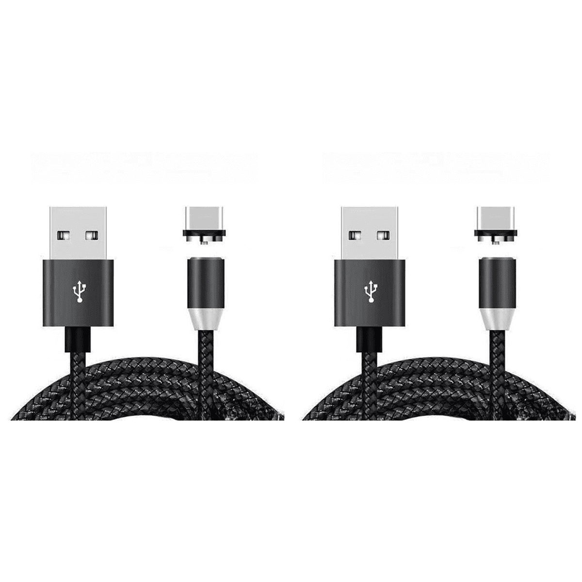 2X USB Magnetic Charging Cable, Magnetic Charging Cord 540° Rotation Magnetic Phone Charger (6.6Ft),2 x magnetic charging cables (6.6ft) 2 x Type-C adapters 2 x Micro-USB adapters,black