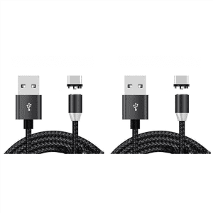 2X USB Magnetic Charging Cable, Magnetic Charging Cord 540° Rotation Magnetic Phone Charger (6.6Ft),2 x magnetic charging cables (6.6ft) 2 x Type-C adapters 2 x Micro-USB adapters,black
