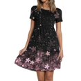 thumbnail image 3 of SMihono Robe d'Été Grande Taille pour Femmes 2023 Mode Décontractée Col Rond Couleur Unie Imprimée Manches Courtes, 3 of 6