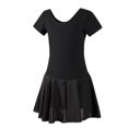 thumbnail image 1 of Robe à Manches Courtes Col Rond, Mode Enfant Été Solide Nœud Collants Fille Danse Bouton Doux Mignon Justaucorps, 1 of 8