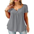 thumbnail image 1 of MesaSe Tunique à Basque Ample à Col en V pour Femmes, Hauts d'Été Amples à Manches Courtes, Blouse Décontractée Blanche XXXXXL, 1 of 6