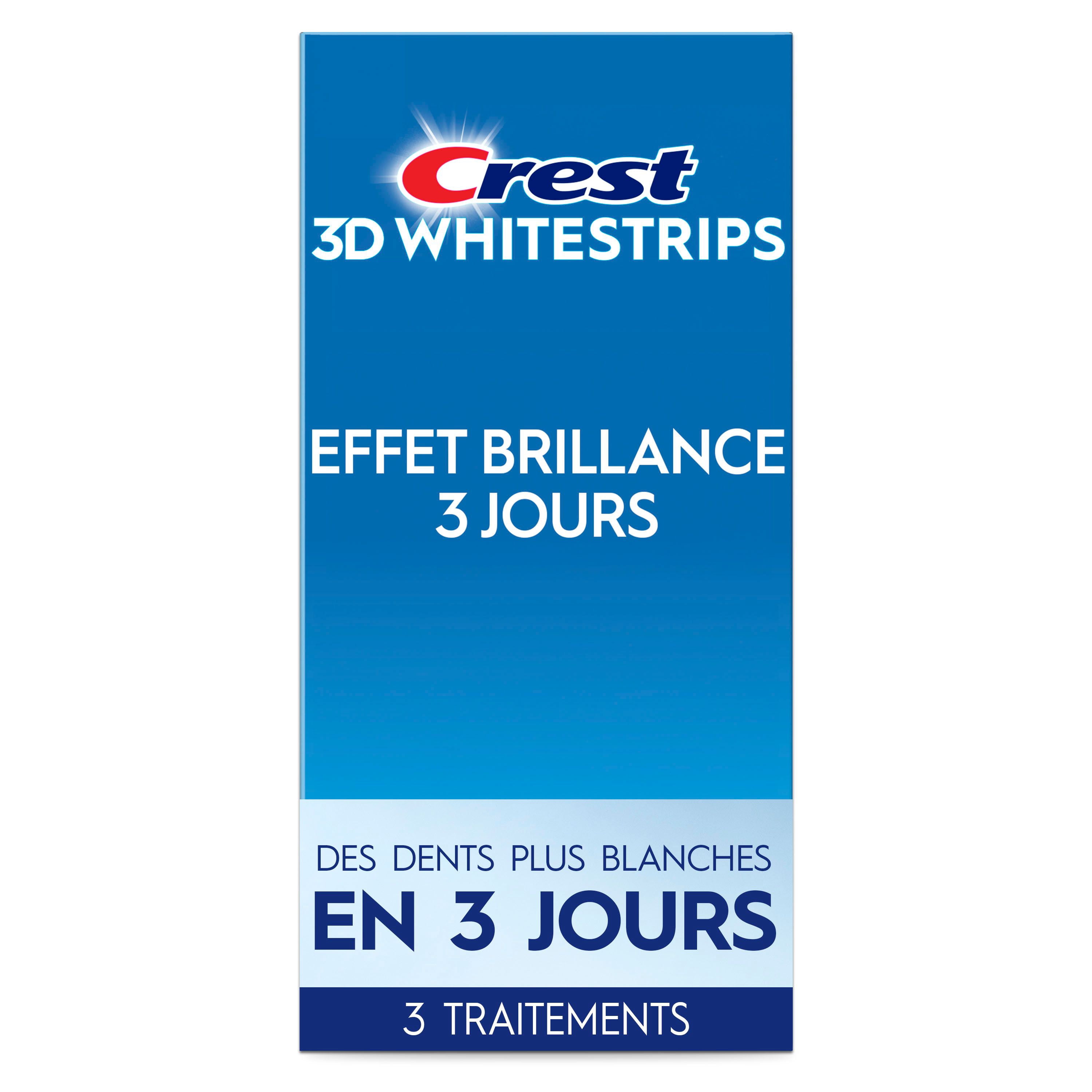 Crest 3DWhitestrips Effet Brillance 3 Jours Trousse de Blanchiment des Dents à Domicile, 3 Traitements, des Dents Plus Blanches en 3 Jours