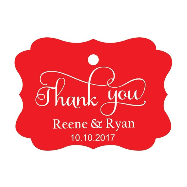 100 PCS Thank You Custom Made Hang Tags Personalized Wedding Favor Gift Paper Tags