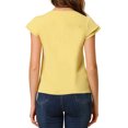thumbnail image 3 of INSPIRE CHIC Women's Solid V Neck Cap Short Sleeves Work Blouse S Light Yellow, 3 of 5
