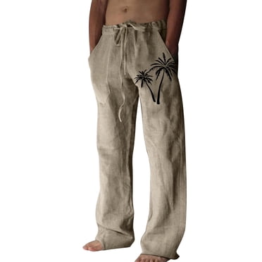 2025 Men's Hiking & Outdoor Recreation Pants, Men's Track Pants, Mens Casual Cotton and Gift Sock Linen Printed Linen Pocket Gift Boy Lace Up Pants Large Long Training Pants Men