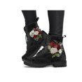 thumbnail image 1 of UKAP Women Leather Boot Floral Short Bootie Lace Up Ankle Boots Work Booties Waterproof White Rose 8, 1 of 4