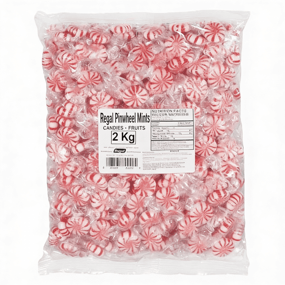 Regal Pinwheel Mints, Classic Red and White Peppermint Starlight Candies, 2 kg (4.4 lbs) Bulk Bag