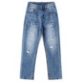 thumbnail image 1 of KIDSCOOL SPACE Little Boys Jeans,Kids Elastic Band Inside Ripped Denim Pants,Light Blue,5-6 Years, 1 of 6