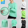 thumbnail image 1 of Txeol Men's Long Sleeve Sun Protection Shirts Hiking Running Workout Athletic Shirt Rash Guard Fall Quick Dry Tops with Thumb Holes 90% off Clearance Sale,Green,M, 1 of 7