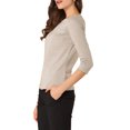 thumbnail image 4 of INSPIRE CHIC Women's Work 3/4 Sleeve Boat Neck Houndstooth Blouse Tops, 4 of 6