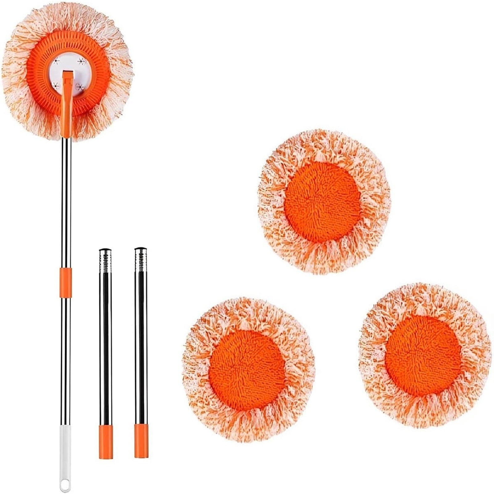 360° Rotatable Adjustable Cleaning Mop With 3 Mop Head Extendable Wall Cleaning For Floor Cleaning Wall Cleaning Bathroom Cleaning Household Supplies Floor Buffer Polisher for Home Soap And Dish Soap
