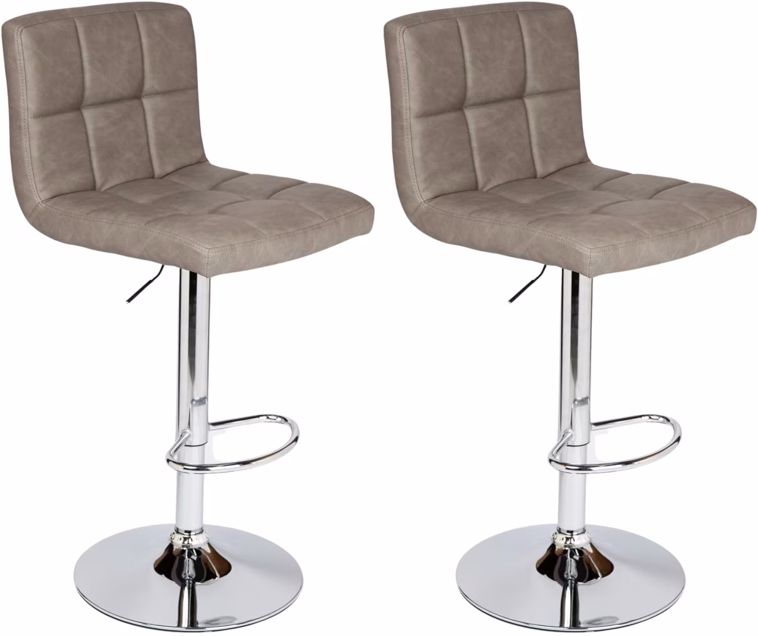 Bronte Living Leatherette Bar Stool 360 Swivel, Adjustable Height 24" to 33" Mid-Backrest, with Hard Floor Protection Rubber Band - Series Clementine - Set of 2