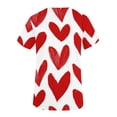 thumbnail image 3 of TIMIFIS Hauts de Sarrau pour Femmes Imprimés Sarrau Saint-Valentin Uniforme de Travail Manches Courtes Col en V Blouse T-shirt de Travail avec Poches - Imprimé Rouge, 3 of 3