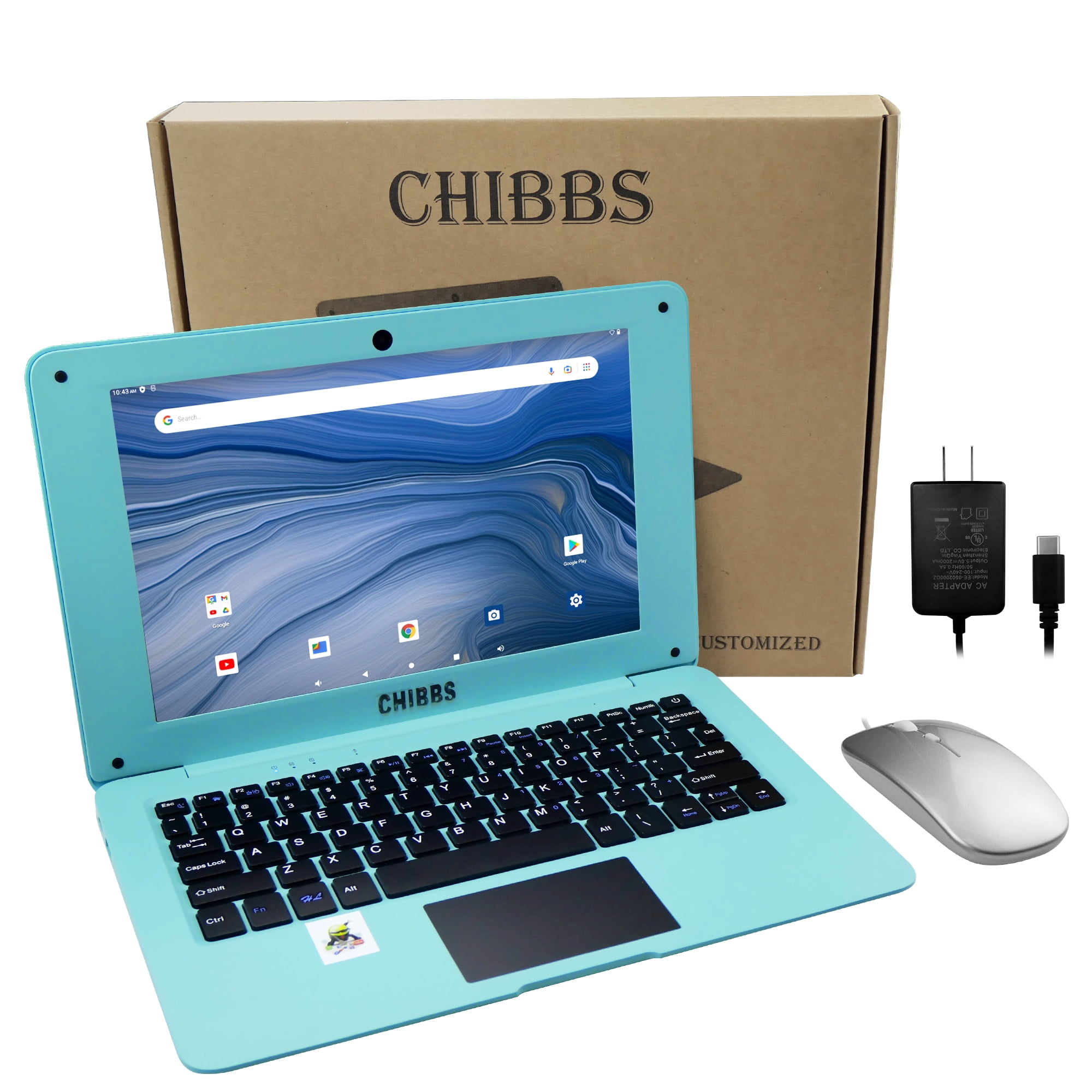 T&C Laptop Computer- 10.1" Inch Kids Laptop powered by Android 7.1.1 OS, 2gb Ram+32gb Rom, Bluetooth, Wi-Fi- Blue