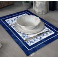 thumbnail image 3 of Vargottam Napperons - Napperon pour Table à Manger, Ensemble de 4 - Serviette en Coton Imprimée et Réversible - Napperons d'Intérieur pour Table de Salle à Manger à la Maison et en Cuisine - Aquarelle Florale Monochrome (Bleu Moyen), 3 of 5
