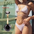 thumbnail image 3 of CabinCrafs 14G Belly Button Ring Titanium Belly Button Piercing Belly Ring Internally Threaded Navel Piercing Jewelry Gold-Black CZ, 3 of 5
