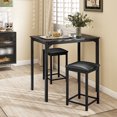 thumbnail image 4 of Gymax 3 PCS Counter Height Dining Set Faux Marble Table and 2 Chairs Kitchen Bar New Black, 4 of 8