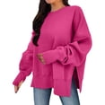 thumbnail image 1 of Timegard Oversized Sweatshirt for Women Thumb Hole Side Split Pullover Fall Loose Long Sleeve Tops, 1 of 9