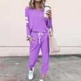 thumbnail image 2 of Ensemble Décontracté pour Femme, Ample, Imprimé, à Manches Longues, Col Rond, à Cordon, Deux Pièces, Survêtement de Jogging, S-31 Violet m, 2 of 5