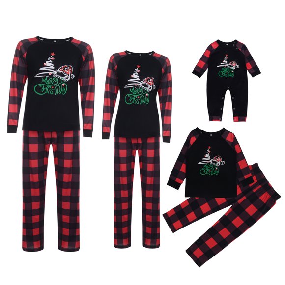 Gupgi Christmas Tree Print Pajamas Parent-child Sleepwear Family Matching Set