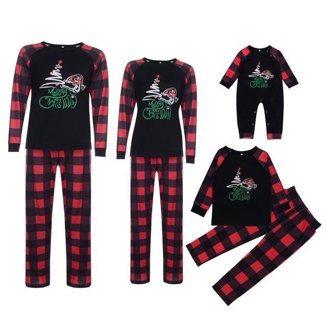 Gupgi Christmas Tree Print Pajamas Parent-child Sleepwear Family Matching Set