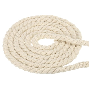 Unique Bargains Natural Twisted Cotton Rope 1/2 Inch x 82 Feet 3 Strand Tug of War Rope with Sealing Tape Beige
