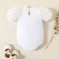 thumbnail image 3 of PatPat Baby Girl Cotton Letter Embroidered Frill Neck Puff-sleeve Romper, 3 of 5