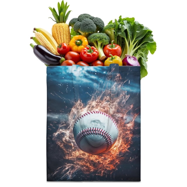Sac Fourre-Tout en Toile pour Sports – Sac Fourre-Tout Réutilisable à Imprimé Baseball Soccer Soccer Basketball, Enfants Garçons Ados Athlète Équipe Compétition Entraînement Softball Volleyball Tennis Golf