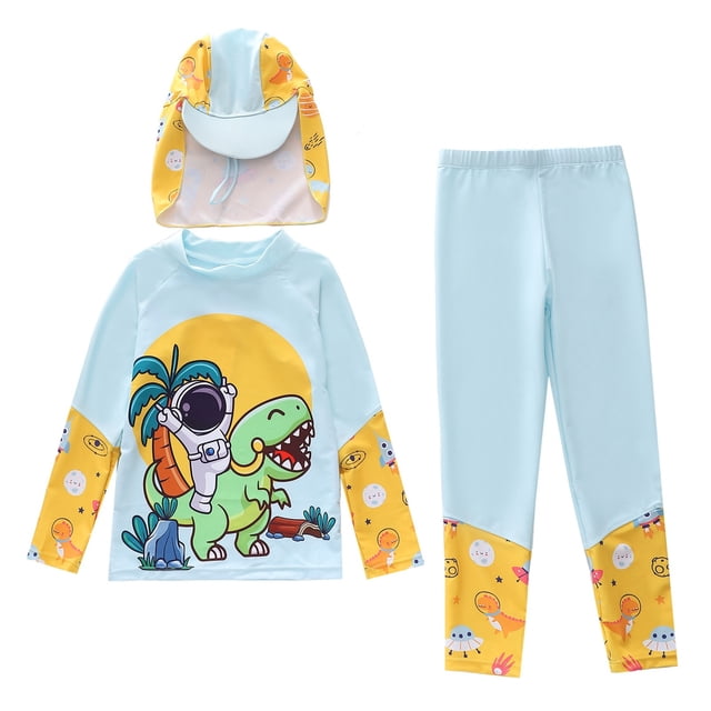 TBWNWG Boys Long Sleeve Rash Guard Sun Swimwear Set for Kids Surfing Beach and Pool Activities