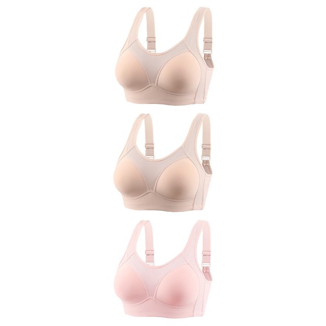 Timegard 3pc Bras for Women Wirefree Breathable Adjustable Strap Full Coverage High Support Comfort Bras