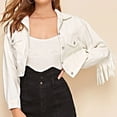 thumbnail image 2 of Veste à Franges pour Femmes Mode Femmes Décontractée Veste en Denim à Franges Courte à Manches Longues Veste Ajustée Blouse en Denim Manteau, 2 of 9