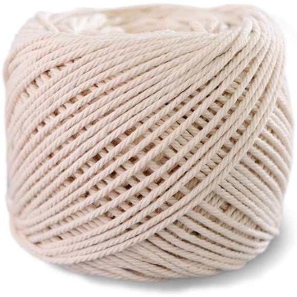 Corde en Coton tressé tressé à 4 brins en Fil de macramé, pour Cintre Fait Main, Fabrication Artisanale à Suspendre, Artisanat projets décoratifs Cordon en Coton de Couleur Originale - 3mm x 100m