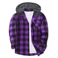 thumbnail image 1 of aohooy Plaid Mens Jacket - Stylish Casual Button Down Long Sleeve Fall Jackets Shacket with Pockets Purple,S, 1 of 3